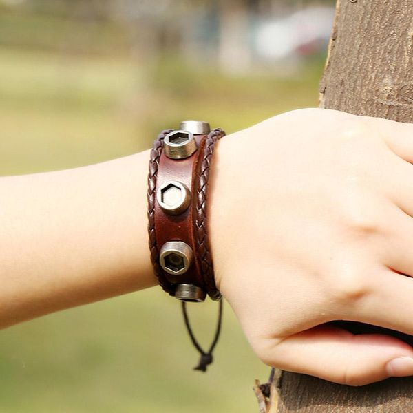 cuff retro style cow leather bracelets multi layers man made charms wrap & bangles woven fashion jewelry friends gifts, White
cuff retro style cow leather bracelets multi layers man made charms wrap & bangles woven fashion jewelry friends gifts, White