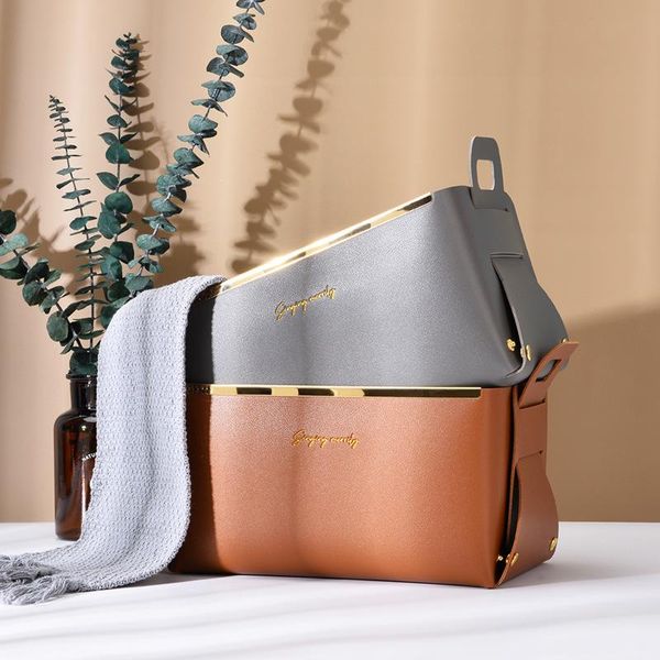 storage baskets pu leather box with handle creative folding tray cosmetics, , key desksundries
storage baskets pu leather box with handle creative folding tray cosmetics, , key desksundries