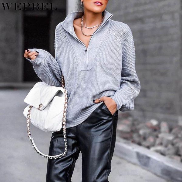 women's sweaters wepbel fashion loose sweater autumn winter zip solid color casual long sleeve pullover stand collar, White;black
women's sweaters wepbel fashion loose sweater autumn winter zip solid color casual long sleeve pullover stand collar, White;black