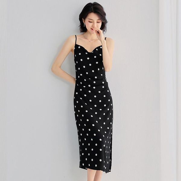 casual dresses women polka dot camisole spaghetti strap dress split slim french high waist retro suspender mid length, Black;gray
casual dresses women polka dot camisole spaghetti strap dress split slim french high waist retro suspender mid length, Black;gray