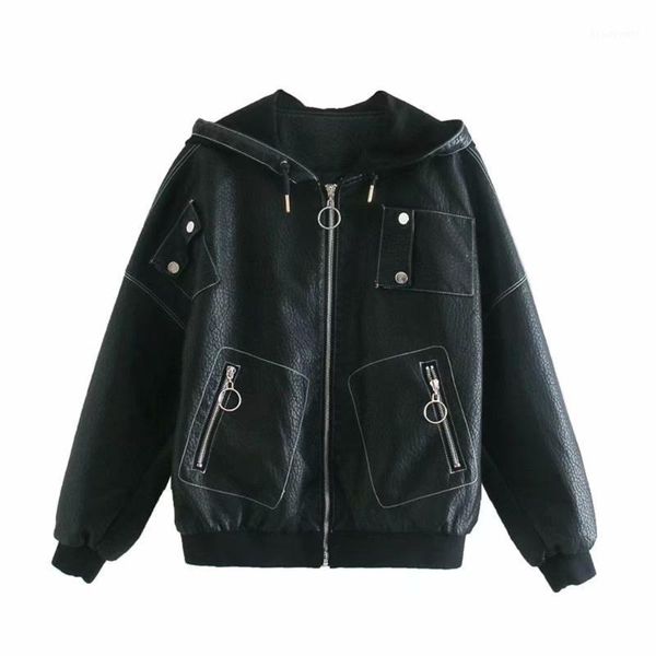 fall 2021 european american fashion zipper decoration hooded leather jacket flying short women trend coats black faux pu women's &
fall 2021 european american fashion zipper decoration hooded leather jacket flying short women trend coats black faux pu women's &