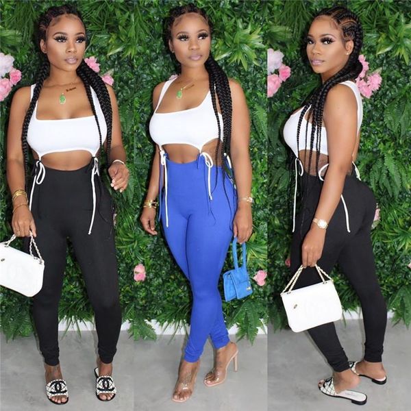 hollow out patchwork jumpsuit rompers trousers women sleeveless bodycon summer sports long pants women's jumpsuits &, Black;white