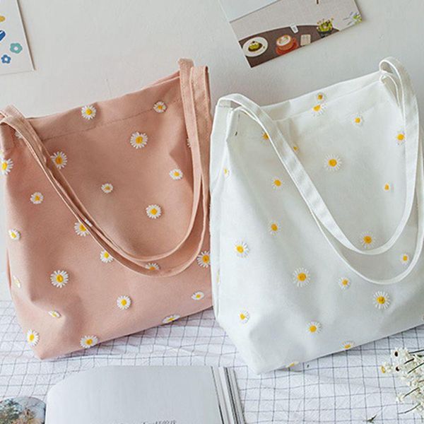 canvas tote bag korean style shopping women's daily shoulder daisy pattern cloth hand storage bags
canvas tote bag korean style shopping women's daily shoulder daisy pattern cloth hand storage bags