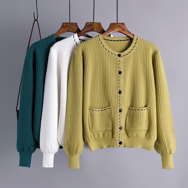 fashion knitted sweater women's autumn winter o neck cardigan short coat thick all-match cardigans womens clothing 210420, White;black
fashion knitted sweater women's autumn winter o neck cardigan short coat thick all-match cardigans womens clothing 210420, White;black