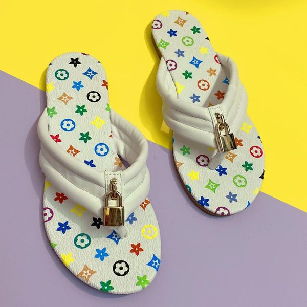 stock clearence summer shoes elegant famous women flip flops lock design footwear ladies slippers, Black