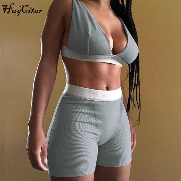 hugcitar 2020 sleeve v-neck crop tank biker shorts 2 piece set autumn winter women fashion streetwear tracksuit p0810, Gray
hugcitar 2020 sleeve v-neck crop tank biker shorts 2 piece set autumn winter women fashion streetwear tracksuit p0810, Gray