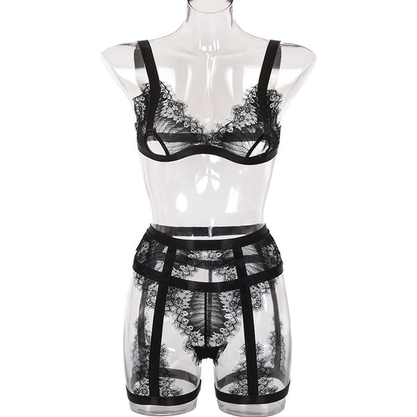 3-piece babydo set transparent patchwork hoow out ace ingerie set fashion exotic sets, Red;black
3-piece babydo set transparent patchwork hoow out ace ingerie set fashion exotic sets, Red;black