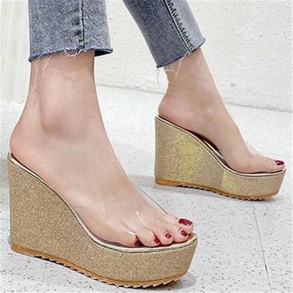 women pvc casual slippers 2021 summer fashion flip flops wedges platform transparent high heels party daily pumps shoes gold, Black
women pvc casual slippers 2021 summer fashion flip flops wedges platform transparent high heels party daily pumps shoes gold, Black