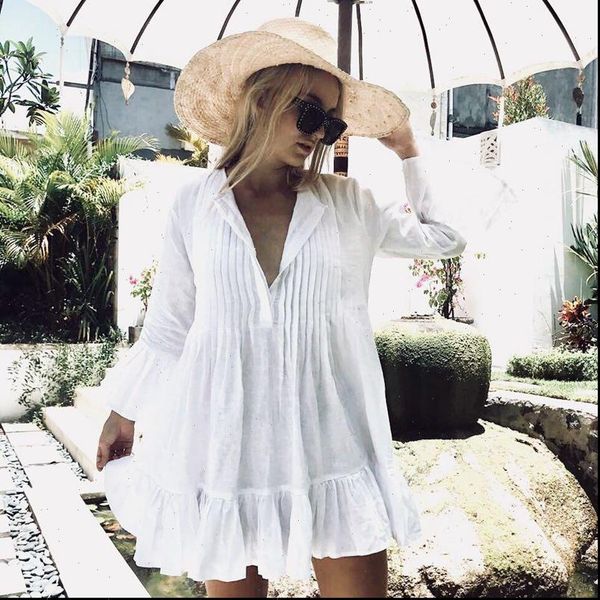 loose white beach bikini womens dresses cover up flare sleeve bohemian bathing suit sundress ruffle deep v neck hem, Black;gray
loose white beach bikini womens dresses cover up flare sleeve bohemian bathing suit sundress ruffle deep v neck hem, Black;gray