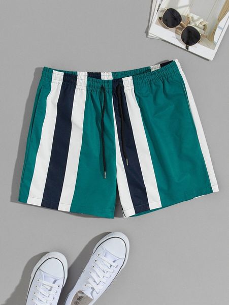 men drawstring waist striped shorts c0o8#, Black
men drawstring waist striped shorts c0o8#, Black