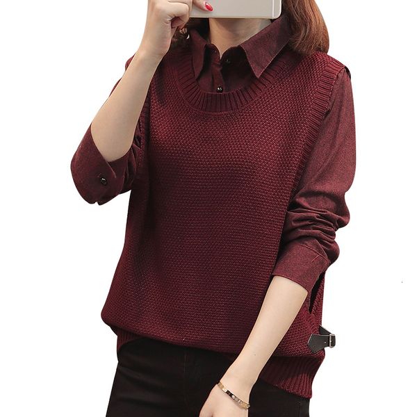 women's sweaters autumn style shirt sweater jacket korean-style loose-fit short fake two-piece xv8x, White;black
women's sweaters autumn style shirt sweater jacket korean-style loose-fit short fake two-piece xv8x, White;black