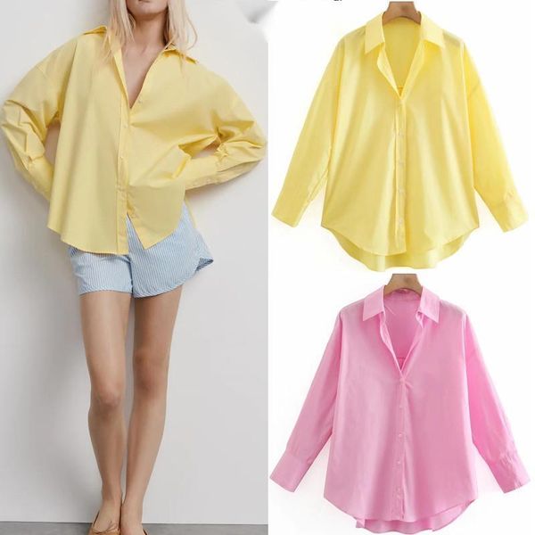 women's blouses & shirts woman candy color single breasted button up shirt 2021 spring office long sleeve poplin blouse female asymmetr, White
women's blouses & shirts woman candy color single breasted button up shirt 2021 spring office long sleeve poplin blouse female asymmetr, White