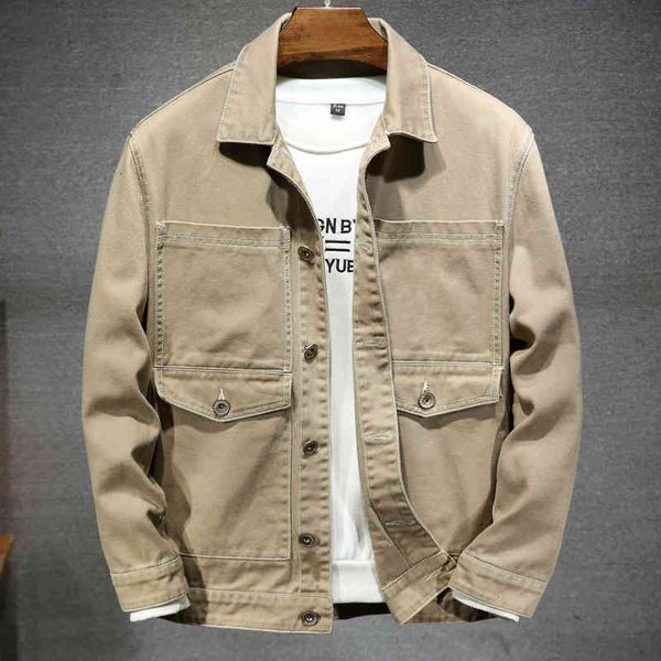 men's jackets denim 2021 fat spring and autumn khaki simple large loose, Black;brown
men's jackets denim 2021 fat spring and autumn khaki simple large loose, Black;brown