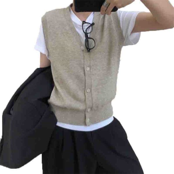 korean style spring fall women single breasted cardigan v-neck sleeveless vests gilet sans manche femme casual fashion knit 210604, Black;white
korean style spring fall women single breasted cardigan v-neck sleeveless vests gilet sans manche femme casual fashion knit 210604, Black;white