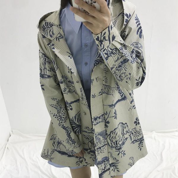 women's trench coats hooded cartoon printed loose hood irregular hem single breasted coat with pockets, Tan;black
women's trench coats hooded cartoon printed loose hood irregular hem single breasted coat with pockets, Tan;black