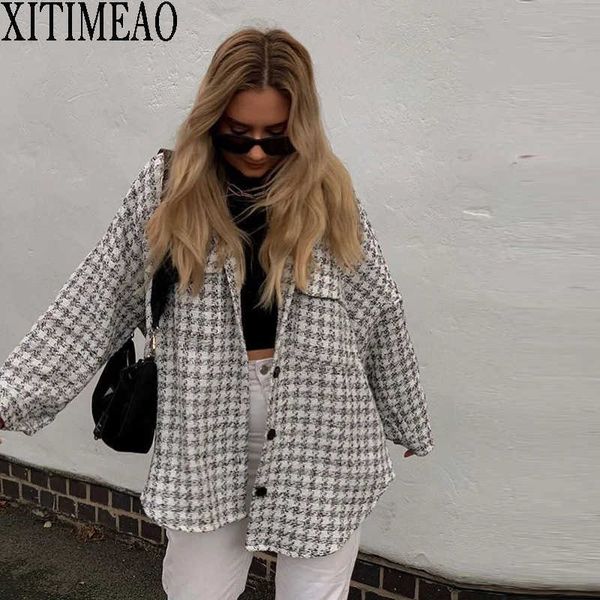 fashion women lapel long sleeve autumn winter tweed shirt casual coat loose plaid jacket 210604, Black;brown
fashion women lapel long sleeve autumn winter tweed shirt casual coat loose plaid jacket 210604, Black;brown