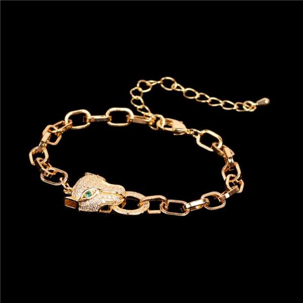 link, chain european and american ins wind micro diamond leopard head bracelet fashion personality he thick men women, Black
link, chain european and american ins wind micro diamond leopard head bracelet fashion personality he thick men women, Black