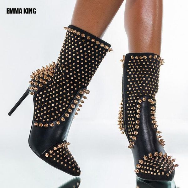 boots 2021 high heel stiletto for women gold rivet knee ankle punk style black autumn and winter 35-44
boots 2021 high heel stiletto for women gold rivet knee ankle punk style black autumn and winter 35-44