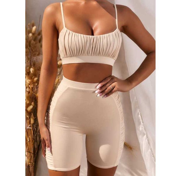 spring summer women's fashion sling navel folds shorts two-piece solid color female slim casual tight suits tracksuits, Gray
spring summer women's fashion sling navel folds shorts two-piece solid color female slim casual tight suits tracksuits, Gray