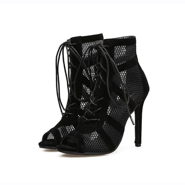 women mesh breathable hollow out shoes ankle tie sandals woman thin heels ladies high women's party female, Black
women mesh breathable hollow out shoes ankle tie sandals woman thin heels ladies high women's party female, Black
