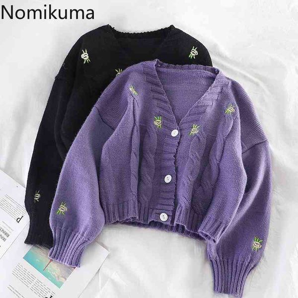 nomikuma v neck long sleeve embroidery cropped cardigan women single breasted flower sweater female all-match sueter mujer 3c845 210514, White;black
nomikuma v neck long sleeve embroidery cropped cardigan women single breasted flower sweater female all-match sueter mujer 3c845 210514, White;black