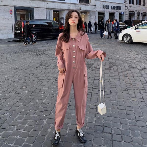 women's jumpsuits & rompers female stylish spring single-breasted long sleeve loose jumpsuit women cute pink turndown trendy casual wom, Black;white
women's jumpsuits & rompers female stylish spring single-breasted long sleeve loose jumpsuit women cute pink turndown trendy casual wom, Black;white