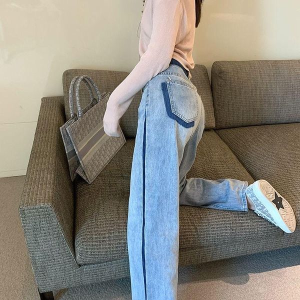 large size jeans straight tube female fat sister loose and thin 2021 summer mop high waist stitching wide leg pants[it will be women's, Blue
large size jeans straight tube female fat sister loose and thin 2021 summer mop high waist stitching wide leg pants[it will be women's, Blue