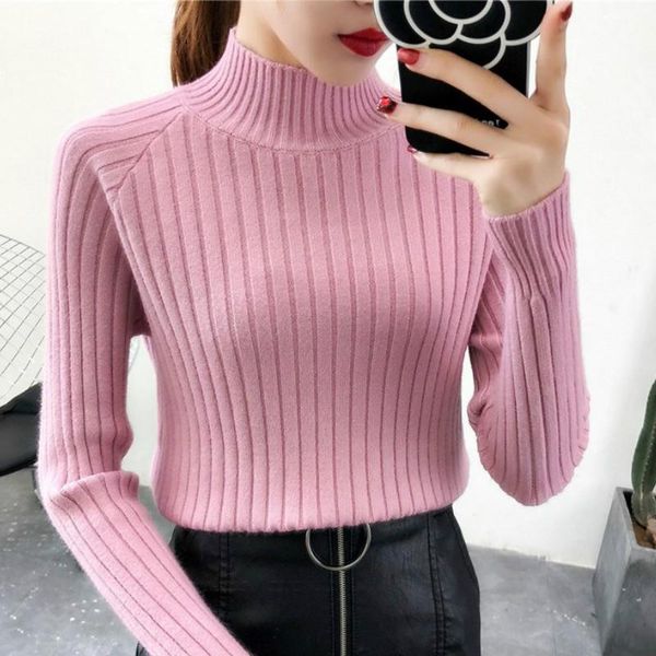 women's sweaters sweater 2021 autumn and winter slim half-high collar long-sleeved knit wild elastic solid color pullover, White;black
women's sweaters sweater 2021 autumn and winter slim half-high collar long-sleeved knit wild elastic solid color pullover, White;black