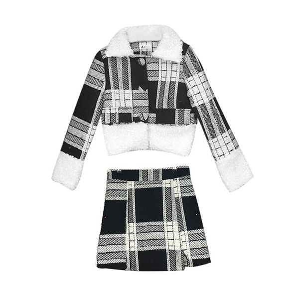 women black white plaid tweed jacket mini skirt zipper pencil 2 two piece set suit elegant winter faux lamb wool t0078 210514
women black white plaid tweed jacket mini skirt zipper pencil 2 two piece set suit elegant winter faux lamb wool t0078 210514