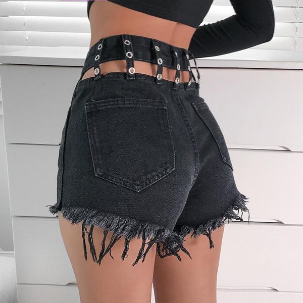 women's shorts jean high waist hollow denim short pants for summer spring js26, White;black
women's shorts jean high waist hollow denim short pants for summer spring js26, White;black