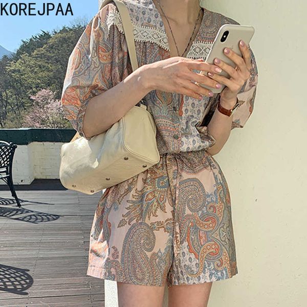 korejpaa women jumpsuits summer korea retro ethnic style v-neck lace stitching lace-up single-breasted puff sleeve jumpsuit 210526, Black;white
korejpaa women jumpsuits summer korea retro ethnic style v-neck lace stitching lace-up single-breasted puff sleeve jumpsuit 210526, Black;white