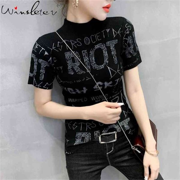 bottoming letter women fashion short sleeve turtleneck knit tee shirt casual spring t shirts femininas t04122b 210421, Black;gray
bottoming letter women fashion short sleeve turtleneck knit tee shirt casual spring t shirts femininas t04122b 210421, Black;gray