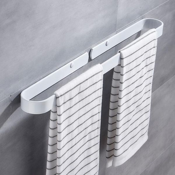towel racks toilet paper holder black perforated space aluminum rack single pole bathroom hanging rod slippers