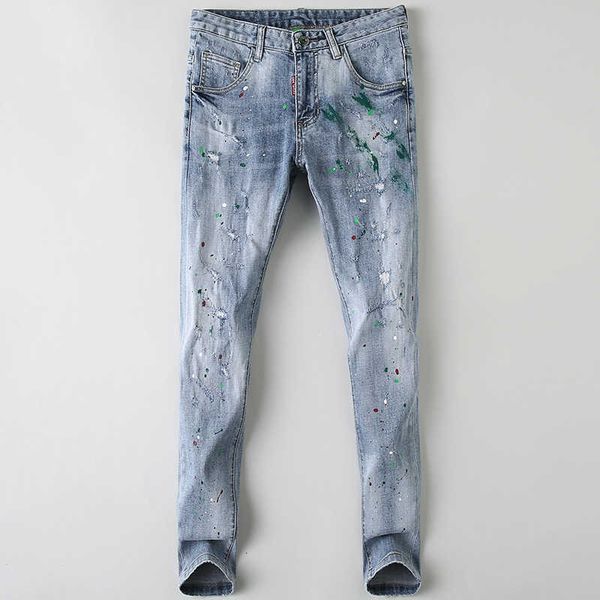men's jeans streetwear fashion retro light blue elastic slim fit ripped for painted designer destroyed hip hop pants 60jy
men's jeans streetwear fashion retro light blue elastic slim fit ripped for painted designer destroyed hip hop pants 60jy