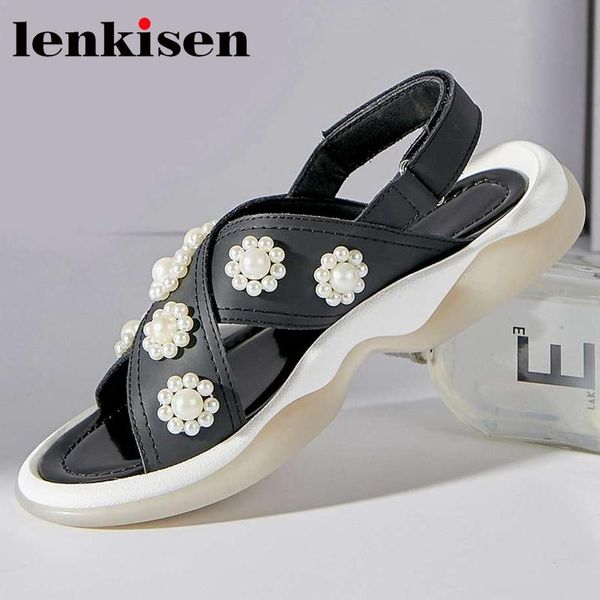 dress shoes lenkisen big size cow leather peep toe med heel pearl decorations beauty lady daily wear leisure women summer sandals l99, Black
dress shoes lenkisen big size cow leather peep toe med heel pearl decorations beauty lady daily wear leisure women summer sandals l99, Black