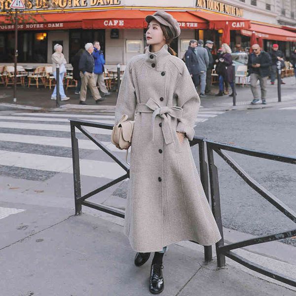 women's wool & blends women woolen coats houndstooth lengthened loose fashion thick single-breasted winter lapel temperament femal, Black
women's wool & blends women woolen coats houndstooth lengthened loose fashion thick single-breasted winter lapel temperament femal, Black