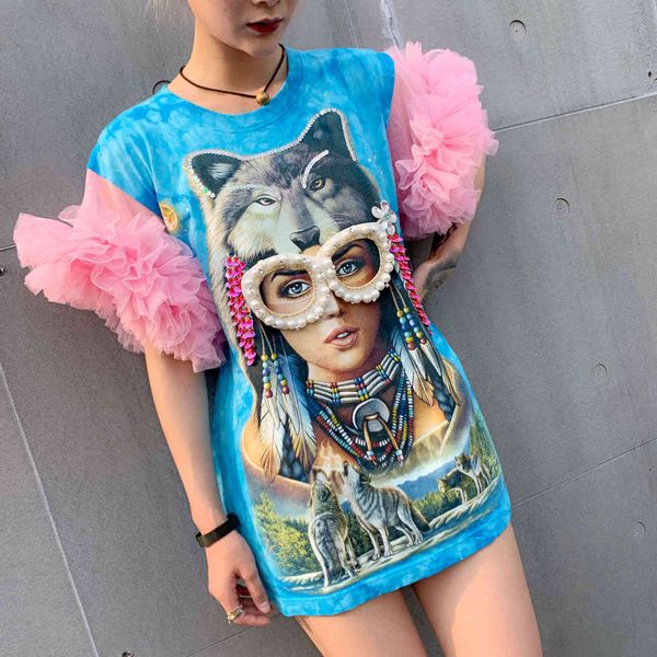 polo thailand tide brand original design 2021 summer product beauty and wolf tie-dye sequins beaded puffy sleeves cotton t, White
polo thailand tide brand original design 2021 summer product beauty and wolf tie-dye sequins beaded puffy sleeves cotton t, White