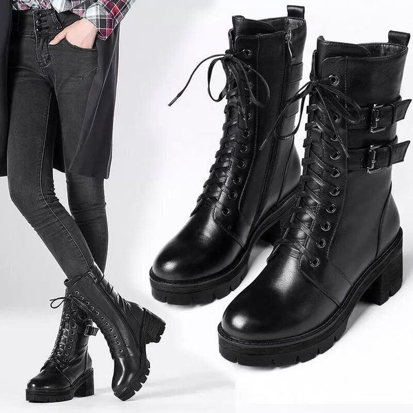boots 2021 women's autumn winter plus velvet mart female thick-heeled british style korean leather snow, Black
boots 2021 women's autumn winter plus velvet mart female thick-heeled british style korean leather snow, Black