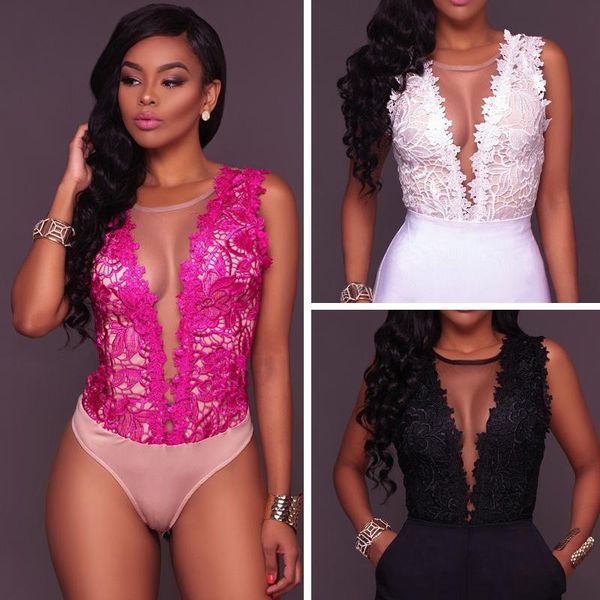 women's jumpsuits & rompers 2021 lace floral bodysuit women summer sleeveless v neck bodycon jumpsuit party wedding clothing femme, Black;white
women's jumpsuits & rompers 2021 lace floral bodysuit women summer sleeveless v neck bodycon jumpsuit party wedding clothing femme, Black;white