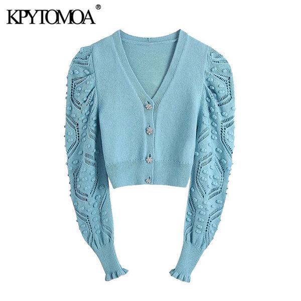 women fashion gem buttons cropped knitted cardigan sweater long sleeve pompoms female outerwear chic 210420, White;black
women fashion gem buttons cropped knitted cardigan sweater long sleeve pompoms female outerwear chic 210420, White;black