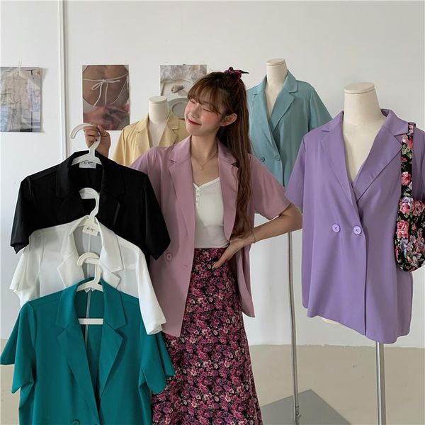korean vintage thin loose short sleeve blazers women summer all-match net red jackets casual single-breasted blazer feminino women's su, White;black
korean vintage thin loose short sleeve blazers women summer all-match net red jackets casual single-breasted blazer feminino women's su, White;black