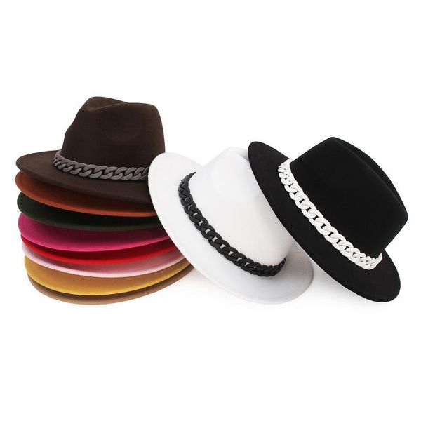 wide brim hats summer fedora hat chain white red yellow for men luxury jazz caps panama autumn felt sombreros de fieltro, Blue;gray
wide brim hats summer fedora hat chain white red yellow for men luxury jazz caps panama autumn felt sombreros de fieltro, Blue;gray