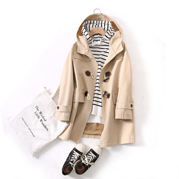 women's trench coats autumn for women 2021 hooded horn button solid ladies casual cotton l360, Tan;black
women's trench coats autumn for women 2021 hooded horn button solid ladies casual cotton l360, Tan;black