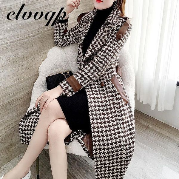 women long wool coat fashion plaid sleeve elegant office jacket female turn down collar casual lady lu1422 women's & blends, Black
women long wool coat fashion plaid sleeve elegant office jacket female turn down collar casual lady lu1422 women's & blends, Black