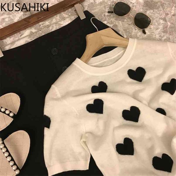 summer thin short sleeve knitwear korean love heart women jumpers fashion causal o-neck knitted pullover 6j279 210603, White;black
summer thin short sleeve knitwear korean love heart women jumpers fashion causal o-neck knitted pullover 6j279 210603, White;black