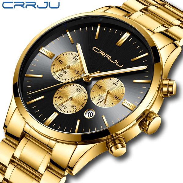 wristwatches crrju fashion sport men quartz analog watch chronograph waterproof gold stainless strap male watches clock relogio masculino, Slivery;brown
wristwatches crrju fashion sport men quartz analog watch chronograph waterproof gold stainless strap male watches clock relogio masculino, Slivery;brown