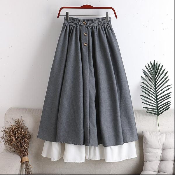 japan style spring summer women skirts high waist literary vintage big hem buttons patchwork colors mid length, Black
japan style spring summer women skirts high waist literary vintage big hem buttons patchwork colors mid length, Black