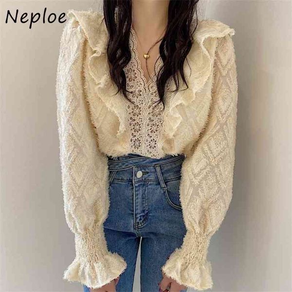 v neck lace hook flower blouse women work style ol slim blusas spring flare long sleeve shirt feminino solid 210422, White
v neck lace hook flower blouse women work style ol slim blusas spring flare long sleeve shirt feminino solid 210422, White