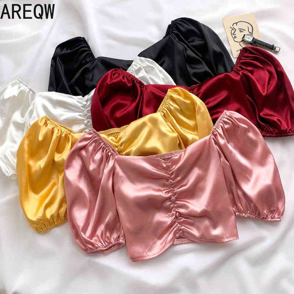 summer fashion all-match v-neck pleated single-breasted satin short puff sleeve shirt women 210507, White
summer fashion all-match v-neck pleated single-breasted satin short puff sleeve shirt women 210507, White