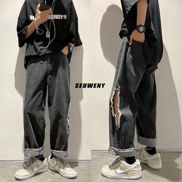 summer ripped wide-leg jeans men's fashion harajuku baggy men streetwear loose hip-hop straight-leg denim trousers mens, Blue
summer ripped wide-leg jeans men's fashion harajuku baggy men streetwear loose hip-hop straight-leg denim trousers mens, Blue